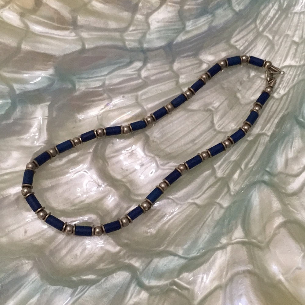Blue & Grey Beaded Necklace
